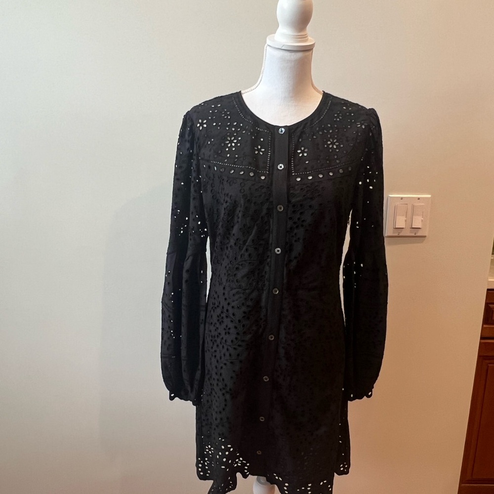 Veronica Beard Black Sequin Embellished Long Sleeve Dress